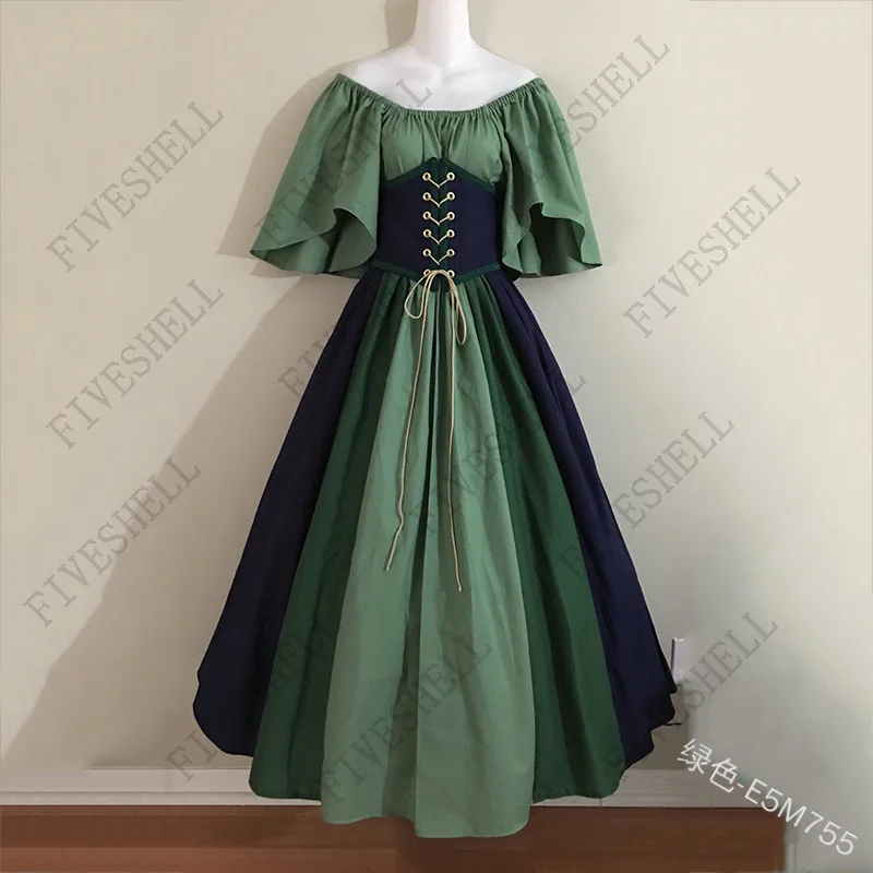 Vestido Medieval renacentista para mujer, disfraz de corsé azul y verde victoriano, Cosplay, S-XXXXXL, 2024