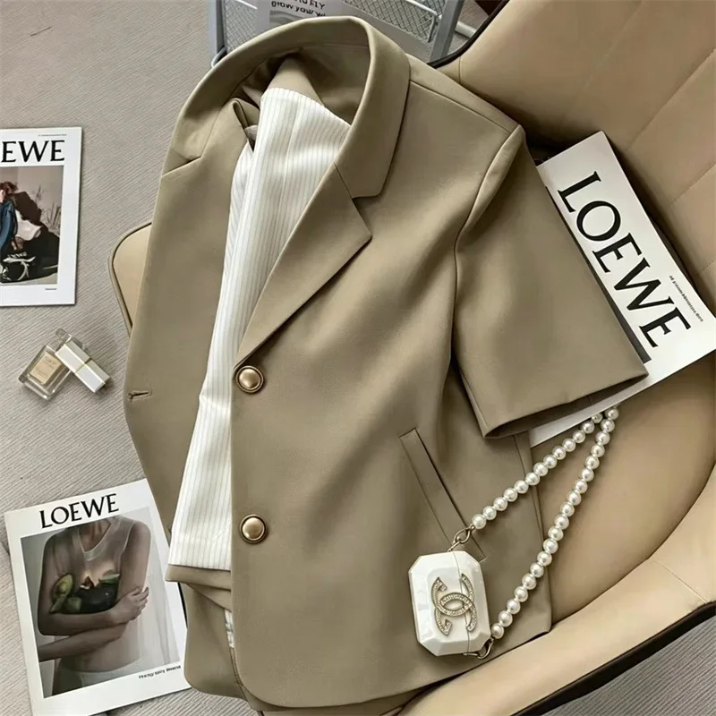 Short-sleeved Blazer Women's Suit Coat New Korean Fashion Jacket Office Ladies Clothing