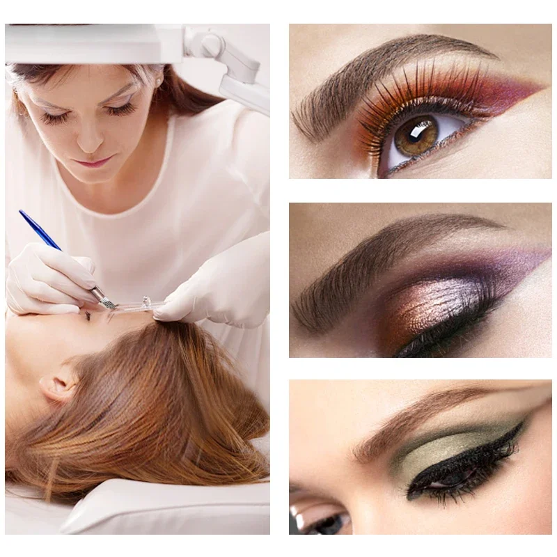 50pcs Disposable 2Rows Sector 15Pins Microblading Eyebrow Needle Blade Permanent Makeup Embroidery Blade Tattoo Needles