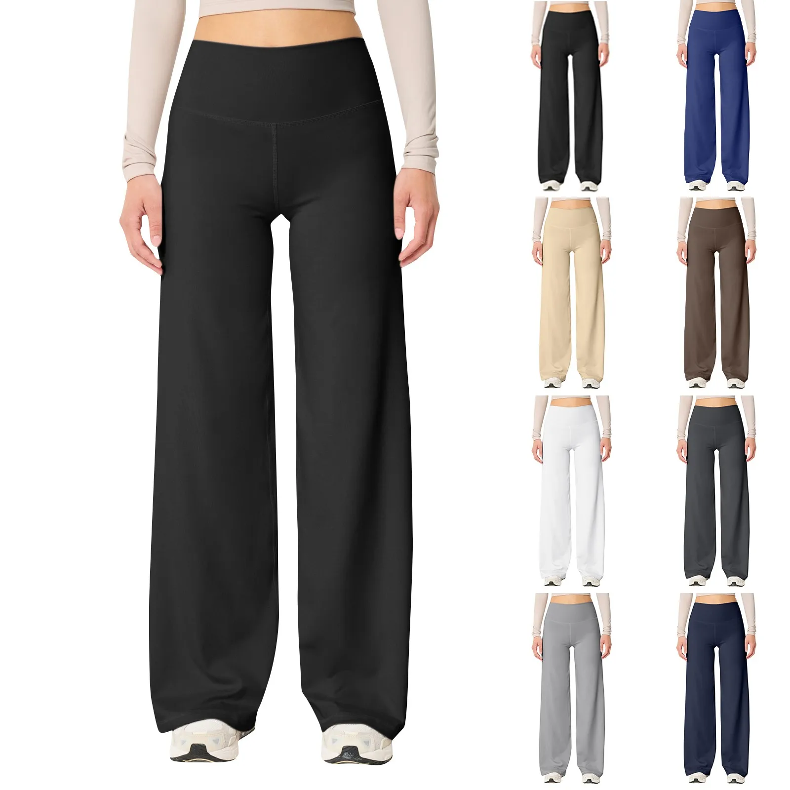 Wide Leg Yoga Pants For Women Tummy Thread High Waisted Stretch Workout Pants Loose Fit Athletic Quick Drying Flare Sweatpants