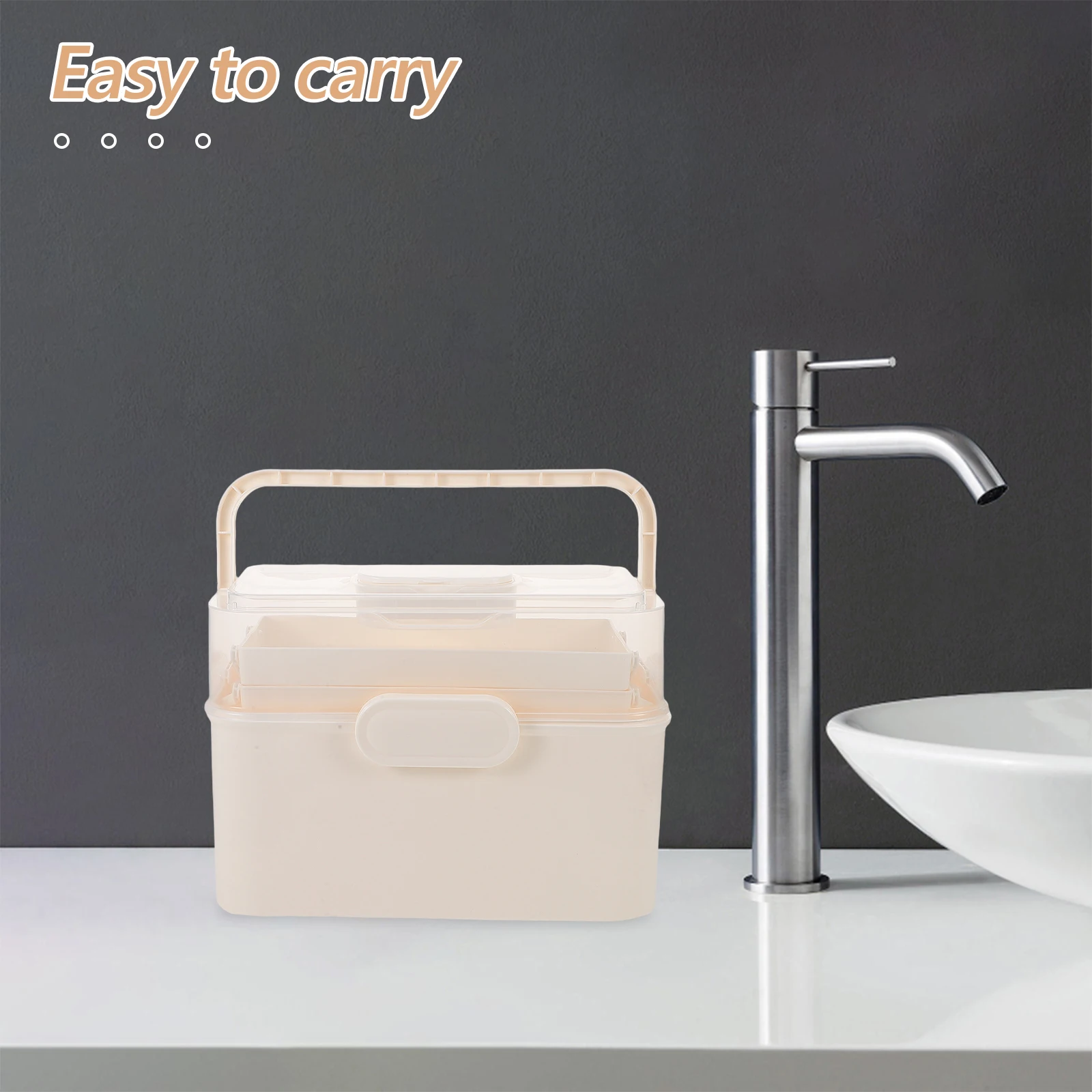 

3 Layer Transparent Medical Storage Organizer Box Waterproof Lid Portable Handle For Travel Sewing Craft Supplies Multipurpose