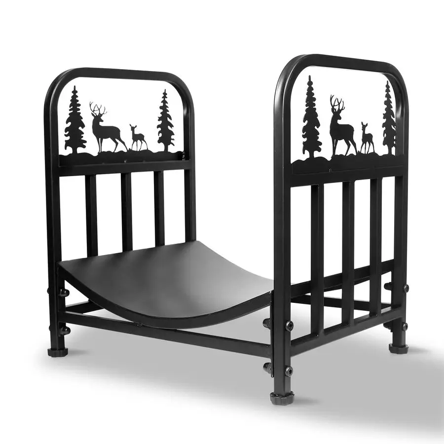 

Rack OutdoorHeavy Duty Indoor Wood Storage Black Powder Coated Steel Log Rack Holder for Fireplace,Patio, Pile Storage Stacker O