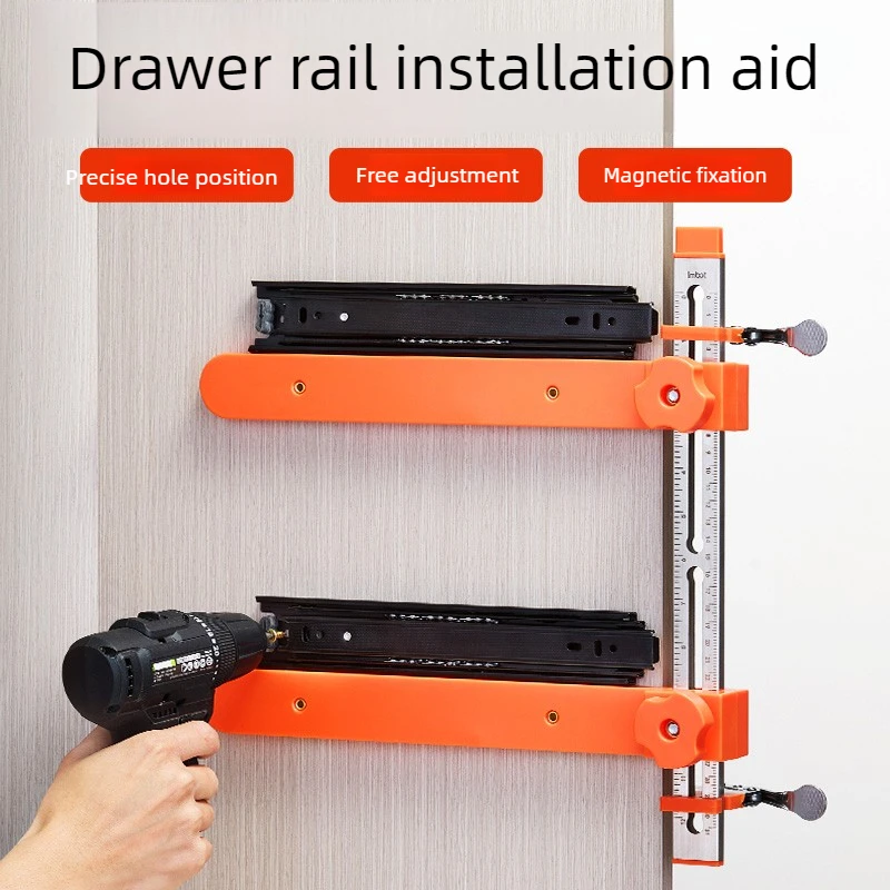 Drawer Slide Installation Locator Stainless Steel Woodworking Drilling Clamp Cabinet Runner Positioning Auxiliary Tool& Mounting