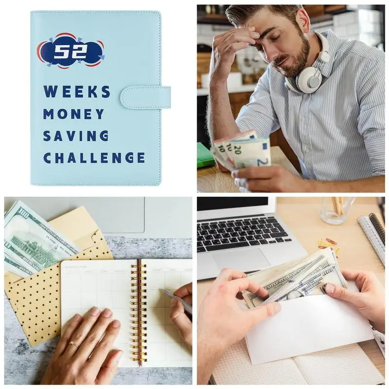 Папка для сбережений, бюджетная папка с наличными конвертами, 52 из искусственной кожи конверты, водонепроницаемая книга для экономии денег