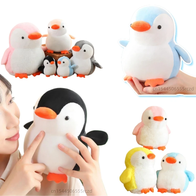 Kawaii Cartoon Round Colorful Hot Penguin Plush Doll Pillow Blue Black Pink Animal Plush Toy Home Decor Gift For Boys Girls