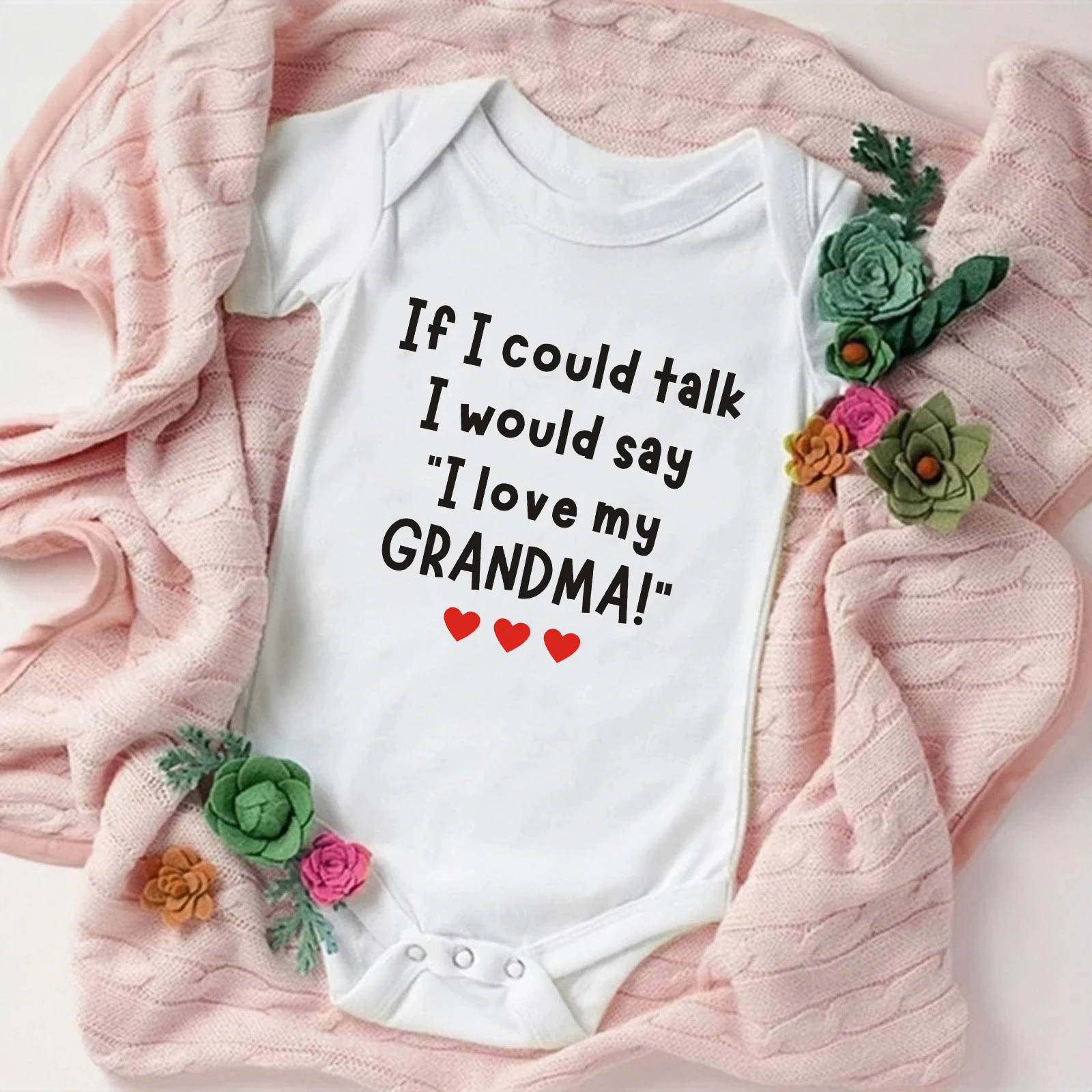 If I Could Talk I Would Say I Love My Grandma Infant Romper Newborn Summer Bodysuit Baby Short Sleeve Jumpsuits Toddler Clothes