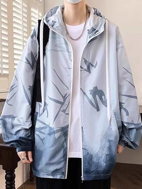 

Новинка 2023 года, легкая мужская летняя одежда из ледяного шелка Cool Feeling, повседневная солнцезащитная одежда для улицы, ультратонкая полиэтиленовая одежда...