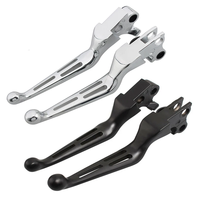 

Motorcycle Chrome Black Slotted Brake Clutch Levers For Harley Sportster XL 883 1200 Softail FXDB Bob Dyn