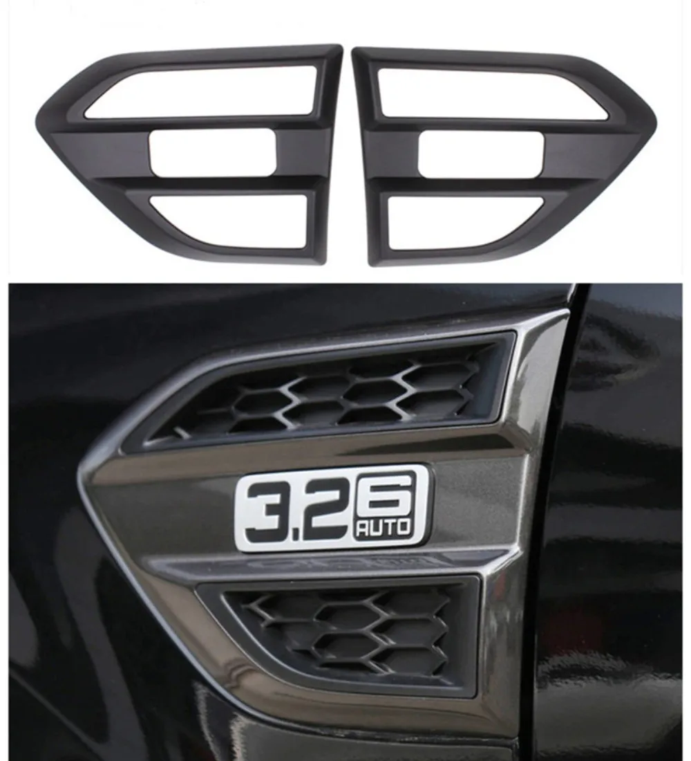 Side Vent Cover Side Wind Lamp Cover ABS Black Matte Decoration Protection Accessories For Ford Ranger T7 T8 2015-2021 4x4 Parts