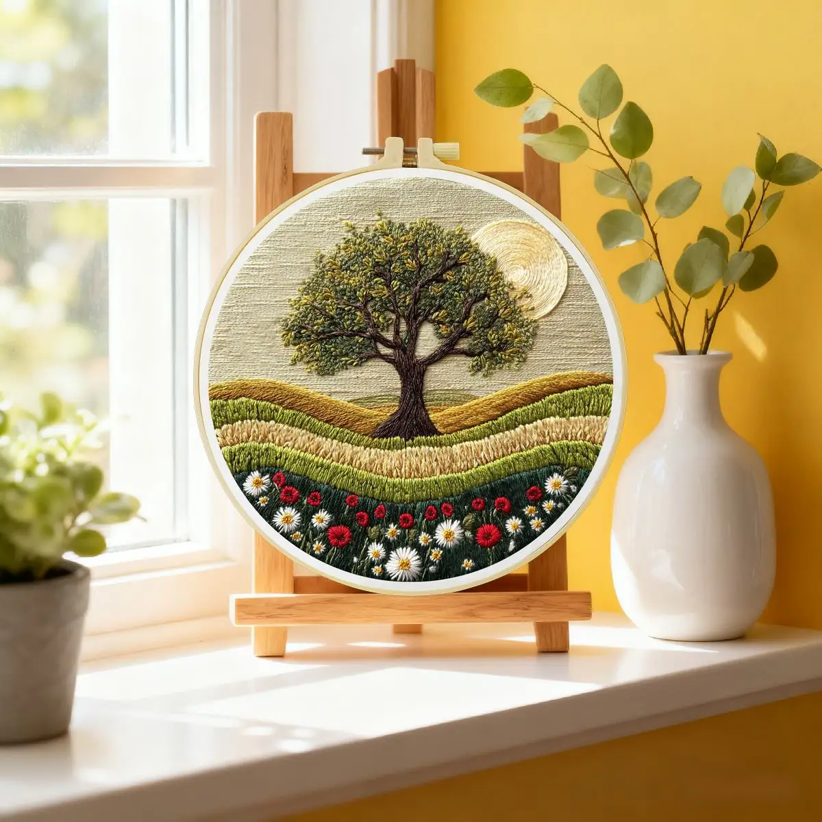 1pc 20X20CM/15X15CM 7.87/6.3inch Beautiful Scenery Embroidery Starter Kit DIY Kit DIY Embroidery Kit Manualidades Sewing Art
