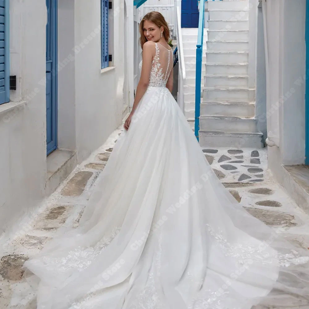 Dolci abiti da sposa a-line per le donne Appliques di pizzo Puff Princess Hem abiti su misura Mopping Length Vestidos De Novias 2024