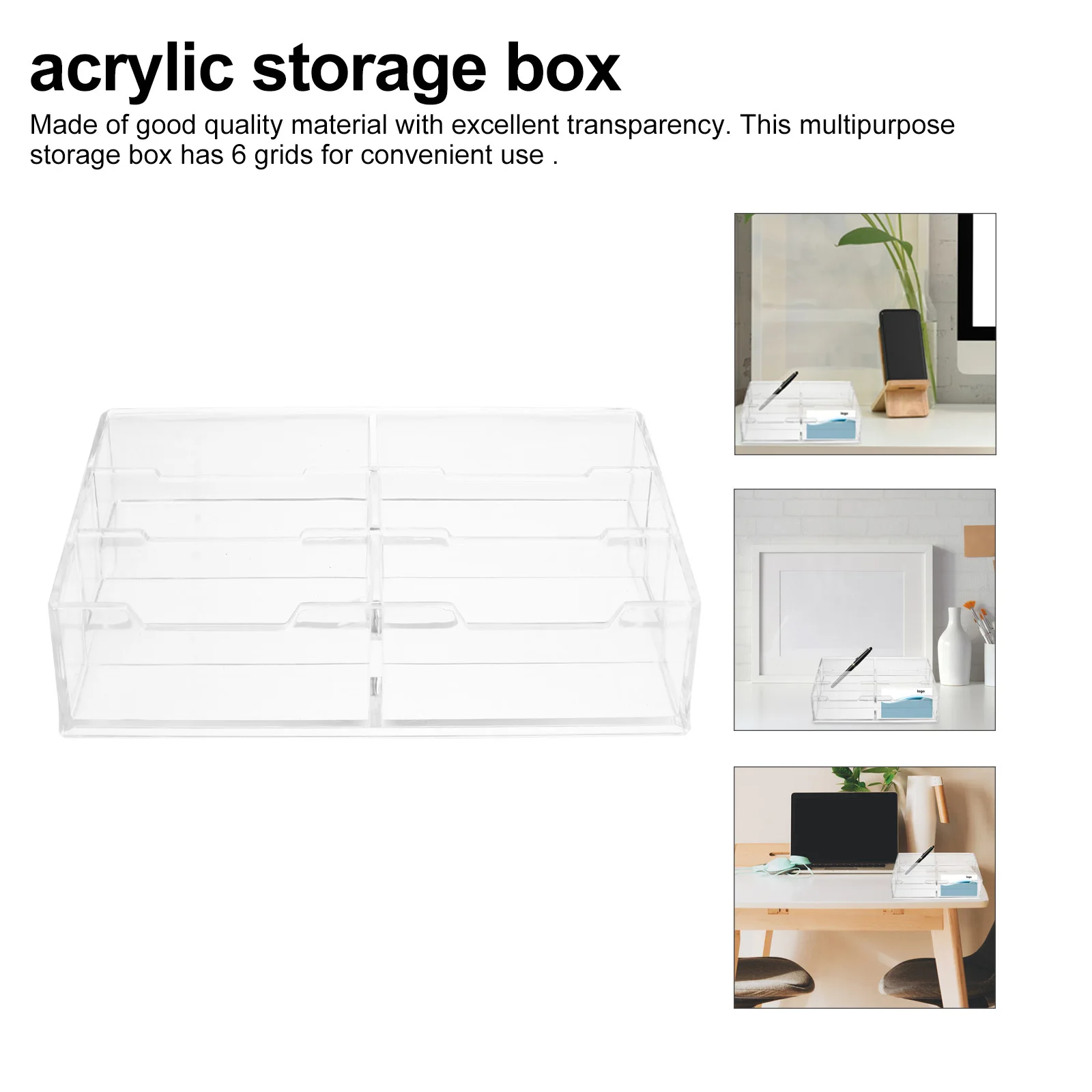 

1Pcs Transparent Acrylic Storage Box Pencil Case Multipurpose 6 Grid Compact Snack Tea Packet Holder Acrylic Storage Box