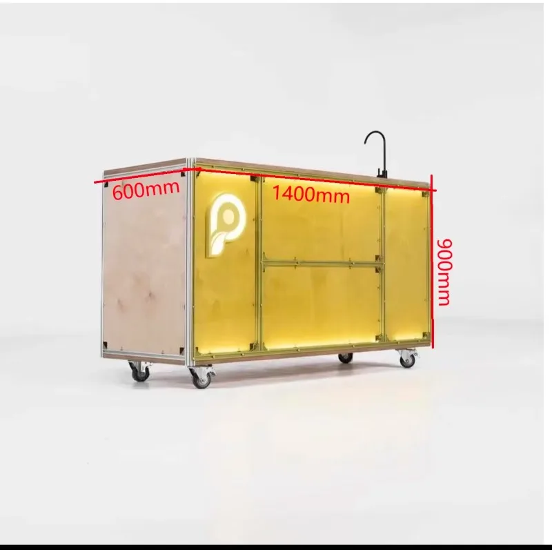 High Value Commercial Sales Car Outdoor Mobile Combination Wood Cart Table with Storage Cabinet Customized