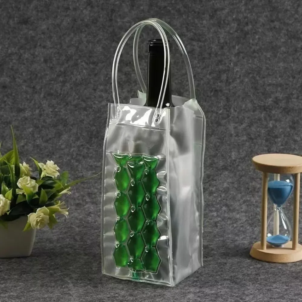 New Outdoor Beer Iced Tote Bag Portable PVC Insulated Red Wine Handbag Practical Gift Bag Wine Bottle Freezer Bag