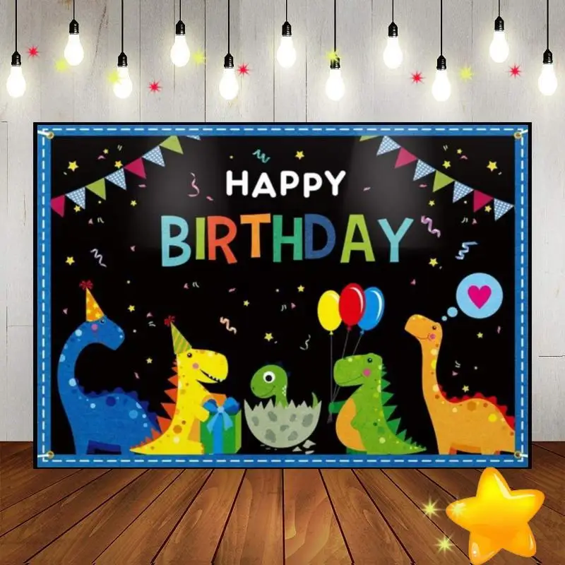 

Dinosaur Cartoon Themed Dicaron Party Background Custom Birthday Backdrop Decoration Banner Photography Backdrops Photo Studio