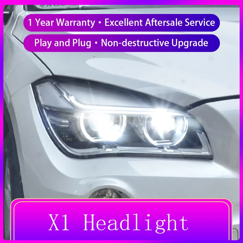 A Pair of Headlights For BMW X1 E84 F49 2010-2015 Front Projector Lens DRL Head Lamp LED Day Running Light Auto Car Accessories