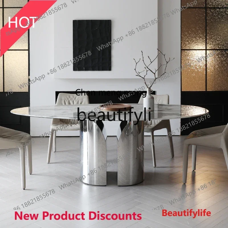 

lhy E1001 ssL178 Дизайнерский мраморный обеденный стол особой формы, роскошная элитная вилла, новая каплевидная минималистичная бытовая ди