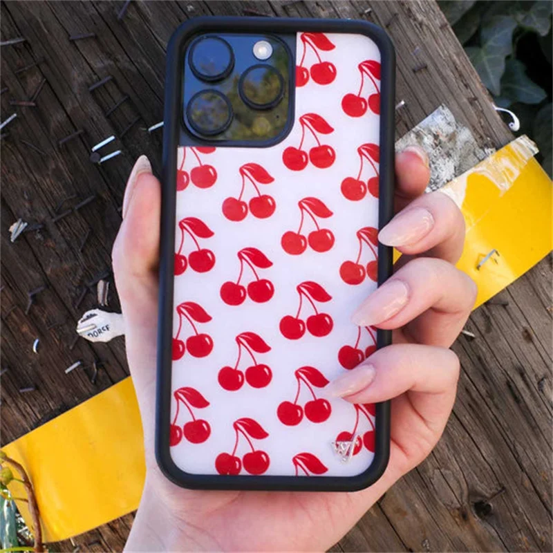

Wildflower 3D Cartoon Cute Fruit Sweet Red Cherry wf Phone Case for iPhone 12 13 14 15 16 Pro Max Anti Fall Wildflower Cover