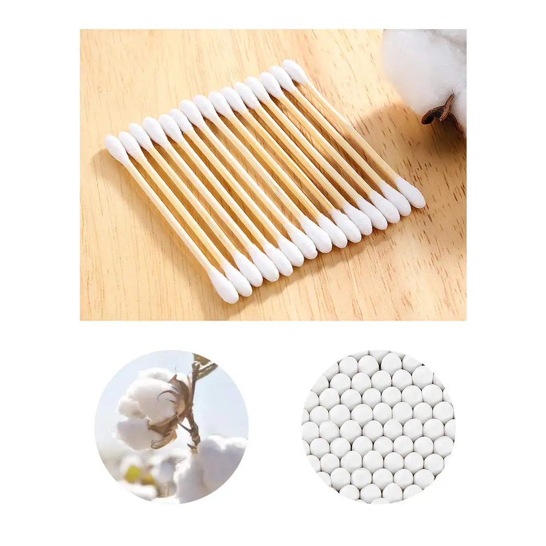 200/400/1000pc Double Head Cotton Swab Bamboo Cotton Swab Wood Sticks Disposable Buds Cotton For Beauty Makeup