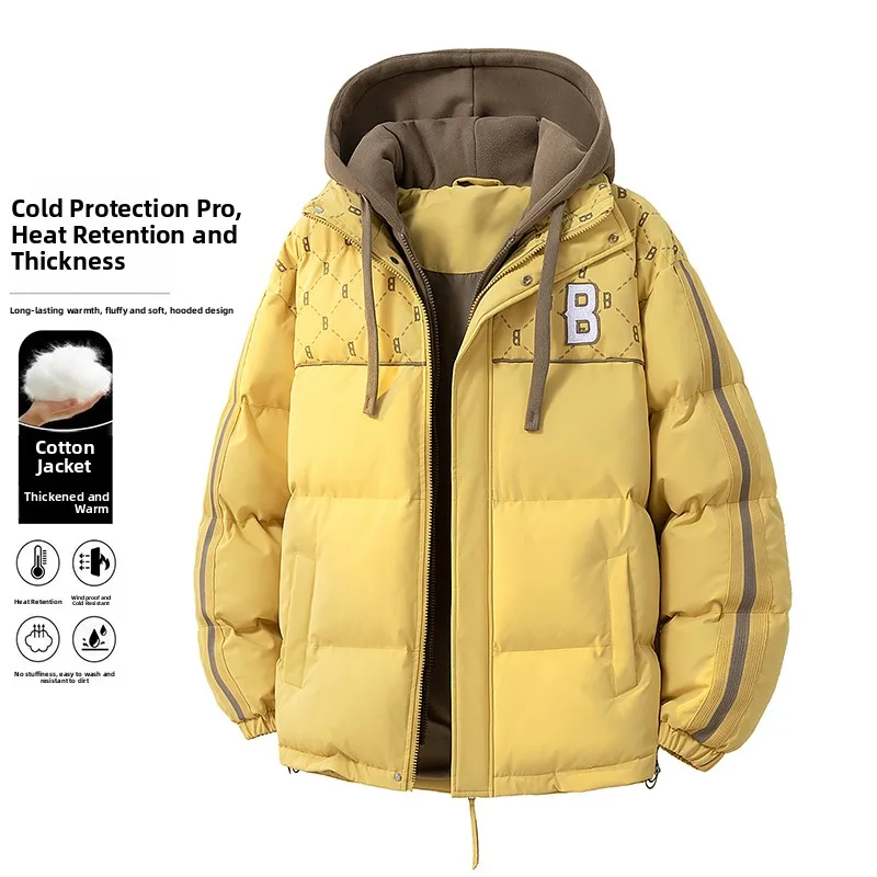 

Trendy American Sle Thiened Winter Jaet Hooded Cotton Coat Men Women Casual Outerwear Youth ular Stand Fit Zipper...