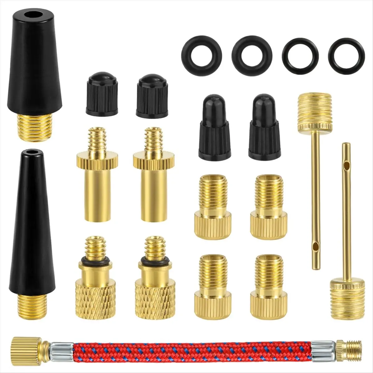 【POPULAR PICK】21pcs Bicycle Valve Adapter Sleeve Bicycle Valve Adapter Valve Conversion Nozzle Valve Adapter Cycling Accessories