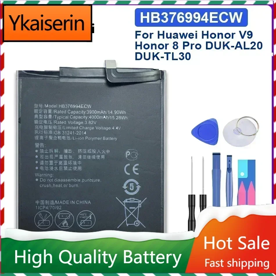 For Huawei Battery HB376994ECW for Huawei Honor V9 Honor 8 Pro DUK-AL20 DUK-TL30 Replacement Batteries 4000mAh + Tools