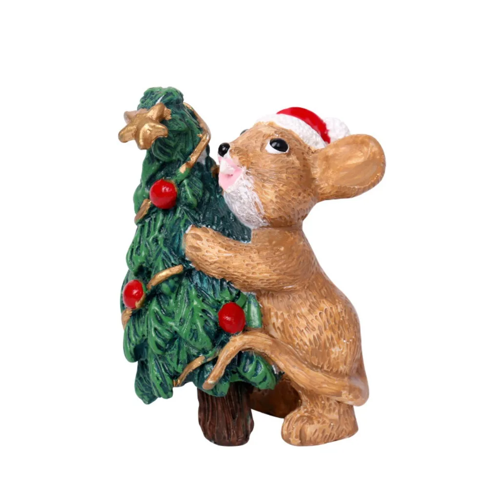 

mouse Christmas Animal Figurine Miniatures Animal Micro Landscape Christmas Landscape Ornaments Cartoon Resin
