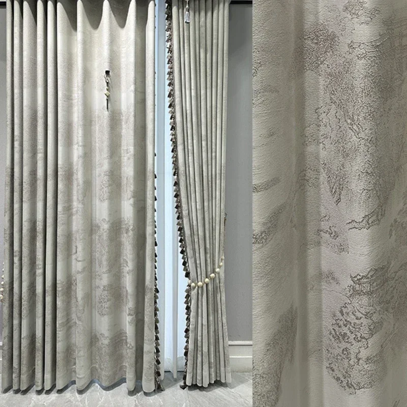 Korean Style Simplicity Curtains for Living Room Bedroom Dining Room High Precision Jacquard Curtain Customized Blackout Curtain