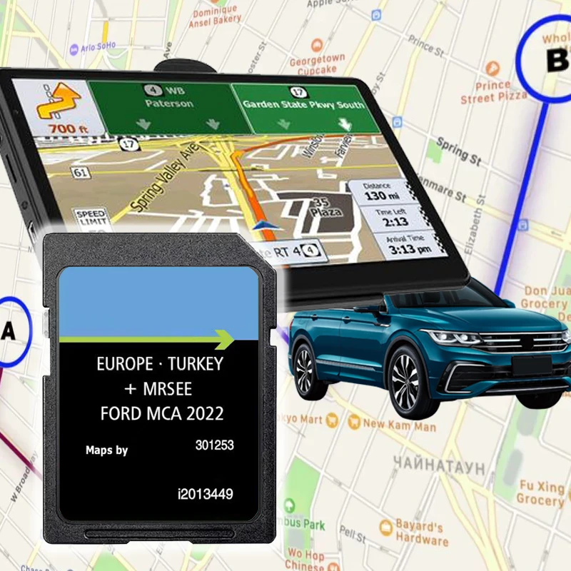 MCA 2022 بطاقة SD للملاحة Sat Nav خرائط الاتحاد الأوروبي لسيارة Ford Mondeo Kuga Focus C-Max S-Max (2010-2014) مع ملصقات مضادة للضباب