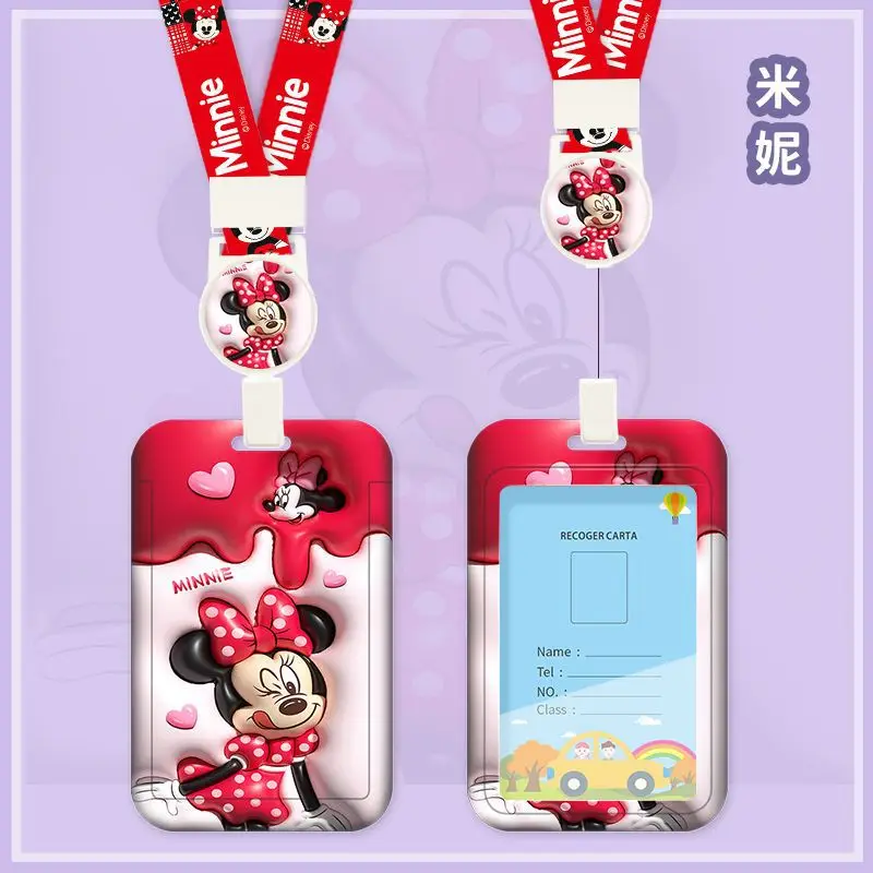 Cartoon LinaBell Minnie Long Strap Rotate Badge Reel Workers Nurse ID Holder Girl Boy Retractable Name Card Holder Accessory