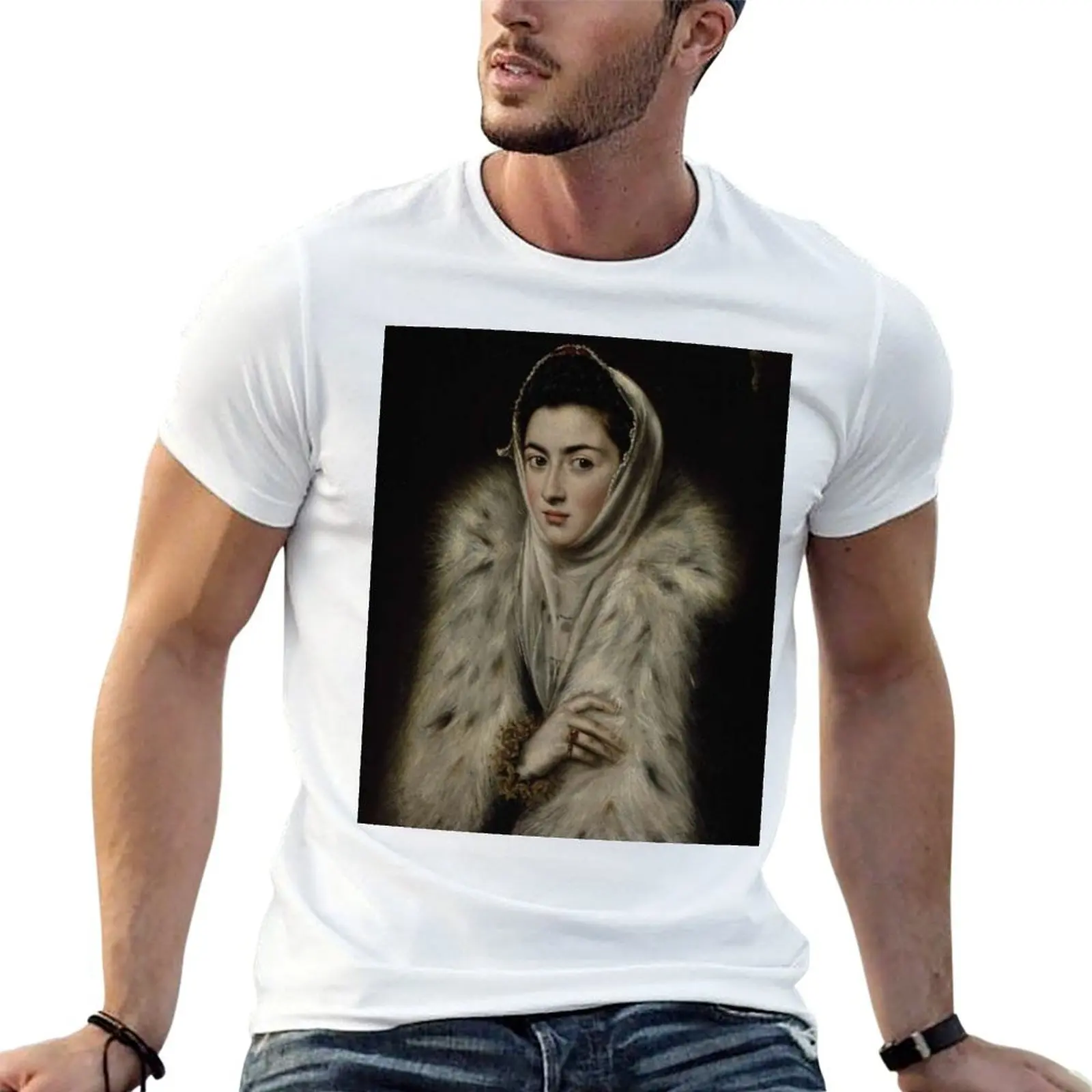 El Greco – Lady in a Fur Wrap T-Shirt luxury t-shirt plus size tops Men's t-shirt
