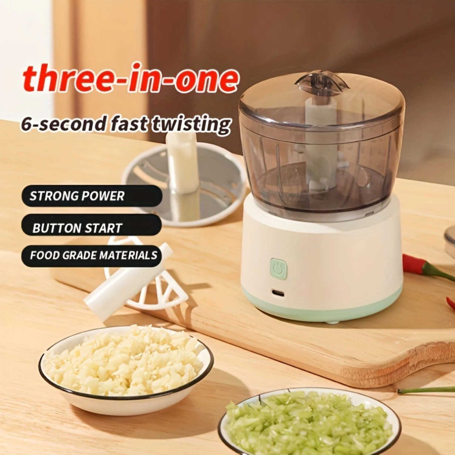 Multifunctional Food Processor - Cordless  Meat & Vegetable Grinder, Chopper, Meat Grinder, Dicer - Portable Mini Food Machine