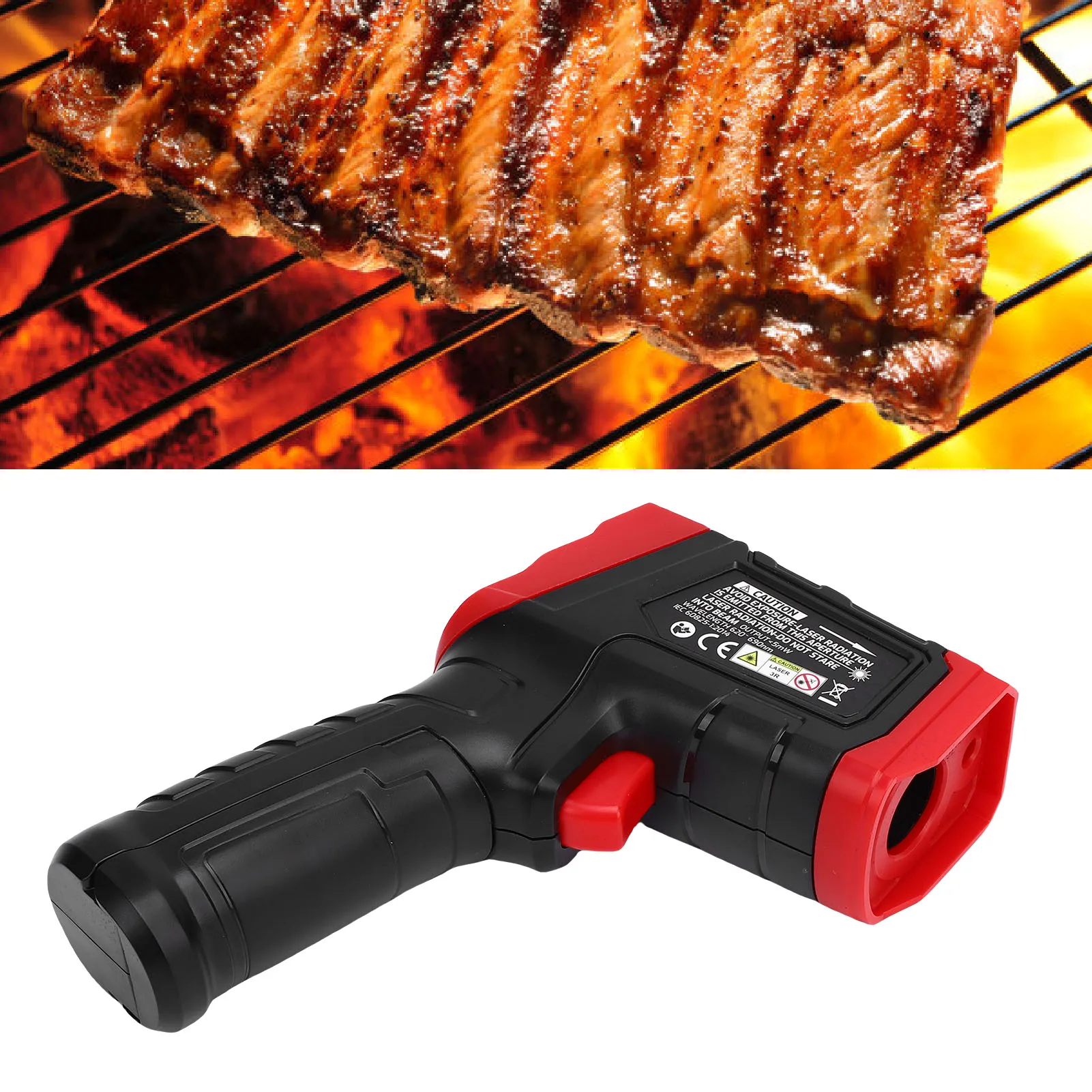 ميزان الحرارة بالأشعة تحت الحمراء -32 ° ج إلى 400 ° ج 37 ° F إلى 932 ° F شاشة LCD عالية الدقة ميزان حرارة بالأشعة تحت الحمراء للطبخ والقلي والمطبخ والشواء