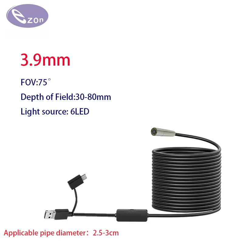 OV9734 3.9mm 75° Endoscope, Suitable for Pipeline Inspection, IP67 Waterproof Portable Endoscope Camera.
