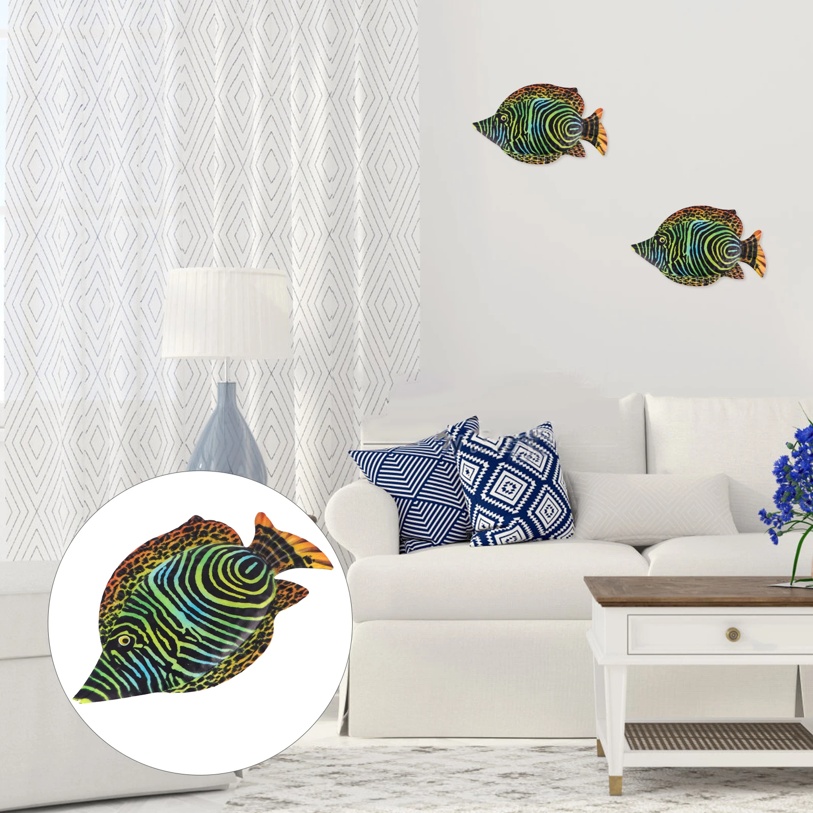 

Wrought Iron Fish Wall Hanging Hotel Decor Ocean Decorations Room Ocean-inspired Sculpture Nautical Home