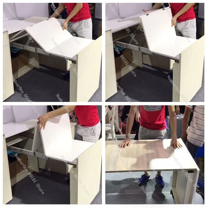 Hidden pull-out foldable dining table slide track coffee table bar cabinet multi-functional flat push telescopic guide rail trac
