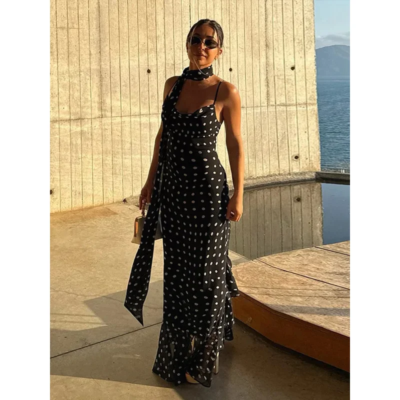 Bonny retro vestido longo com fita feminina sexy baixo corte sem mangas plissado magro vestidos de noite feminino primavera chique festa de rua