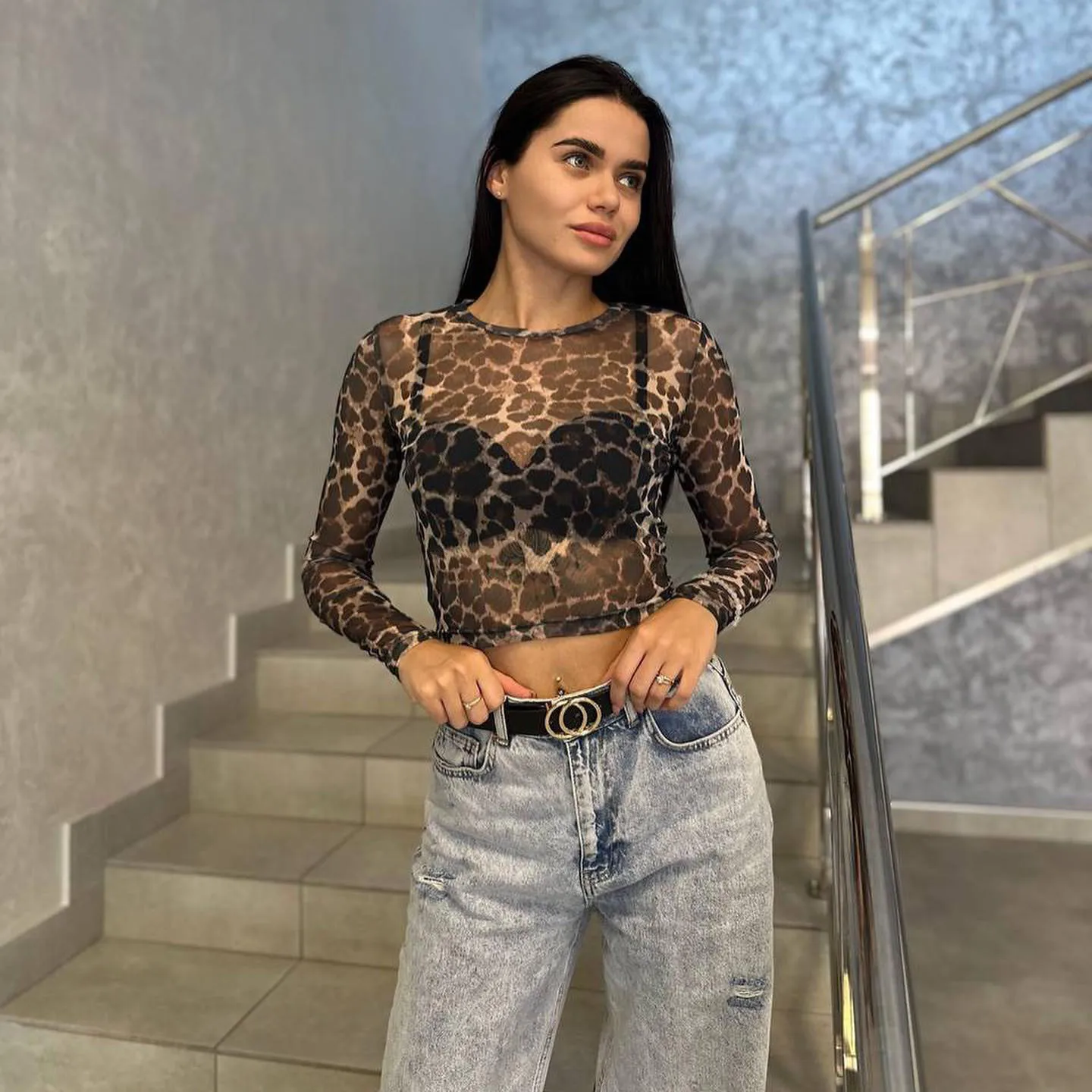 Spice girl leopardo impressão malha Top feminino, perspectiva sexy, verão, novo