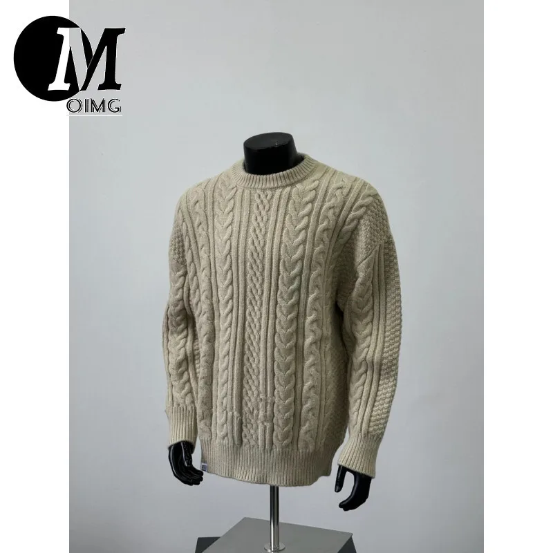 [oimg] American Artistic Round Neck Pullover With Lazy Style And Loose Fitting Couple's Knit Sweater My26