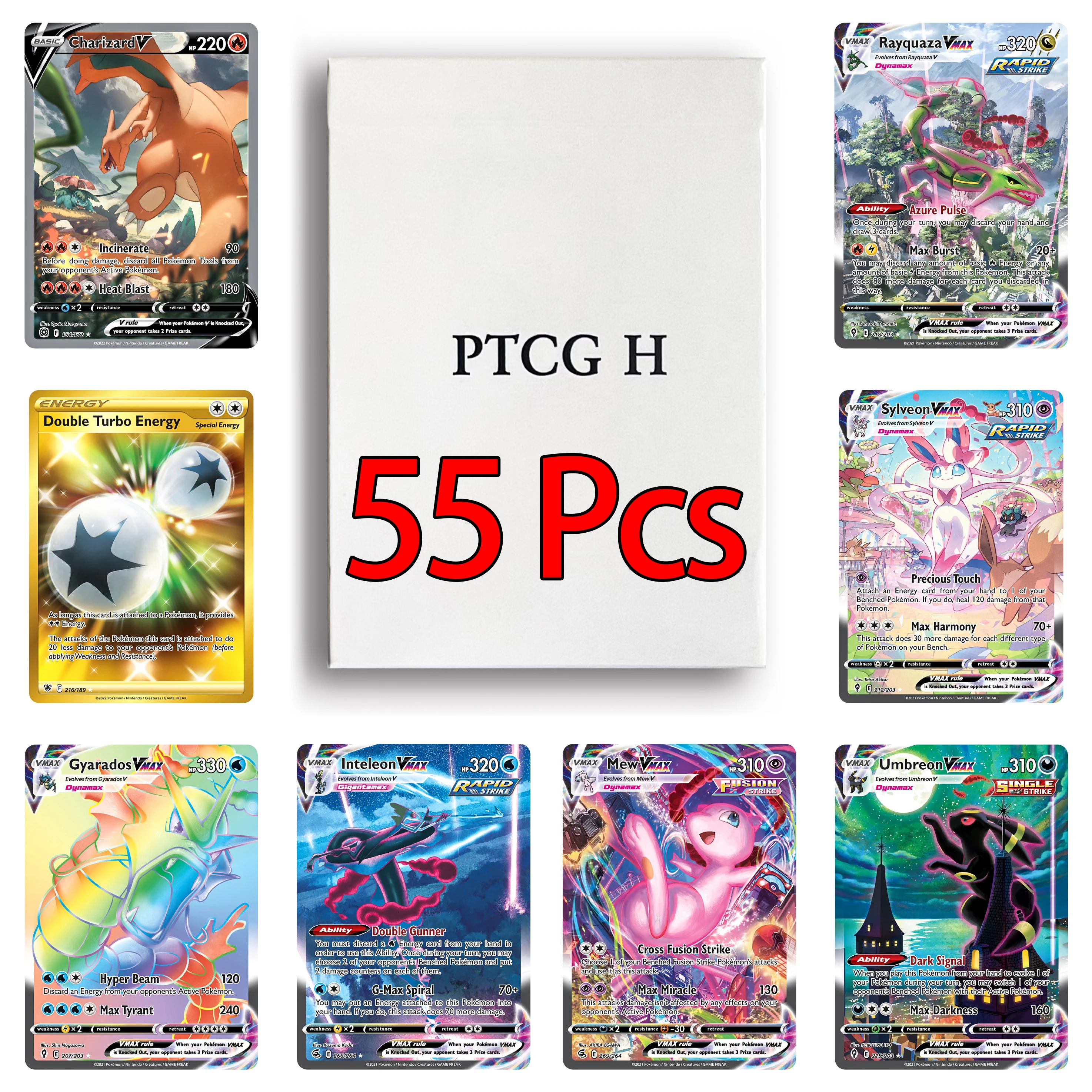 55pcs-box-ptcg-v-vmax-holo-trading-card-rare-full-art-cards-charizard-rayquaza-sylveon-tcg-pocket-collection-battle-game-card