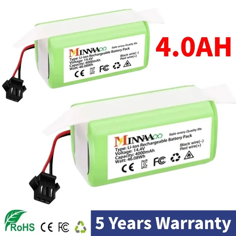 

14.4V 4000mAh Replacement Battery for Conga Excellent 990 1090 1790 1990 Deebot N79S N79 DN622 Robovac 11 Tesvor X500