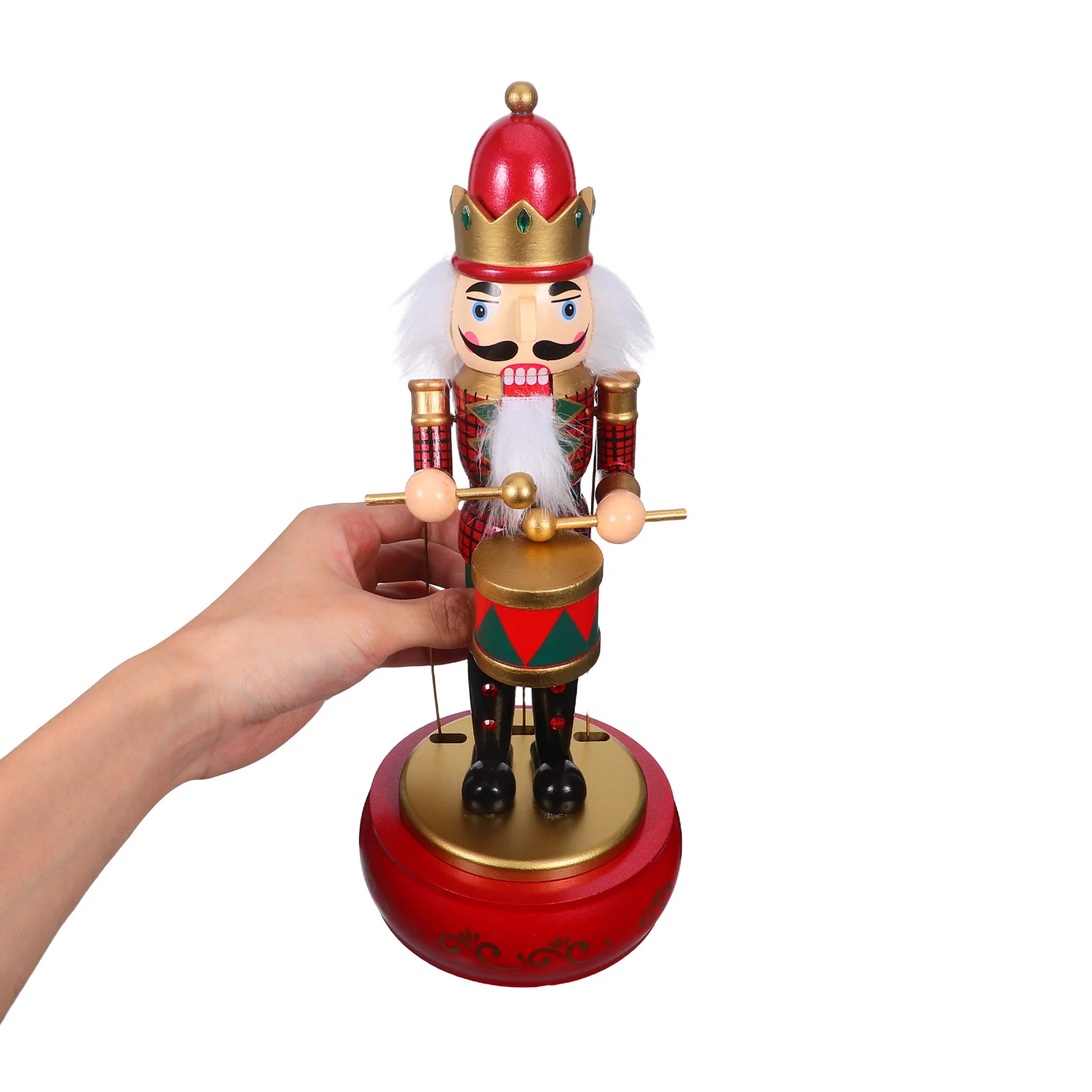 

Nutcracker Music Box Wooden Nutcracker Soldier Christmas Design Round Base Wind-Up Musical Box Holiday Gathering Decoration Xmas