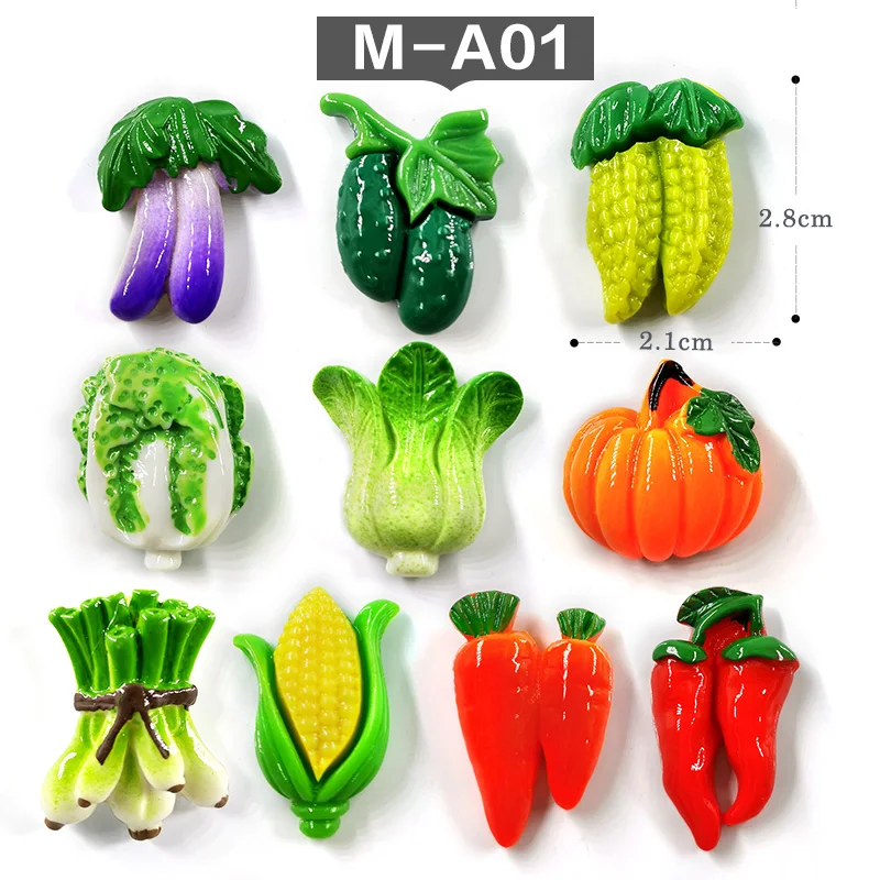 10pcs Christmas Vegetable Fruits Sushi Animal Resin Refrigerator Fridge Magnet Whiteboard Sticker Decoration Kitchen Accessories
