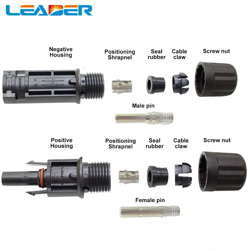 LEADER  TUV Approved 1500V Solar Connector Solar Plug 30A for Solar Panel Connector UV Resistant Mainland China M C 4 Connector