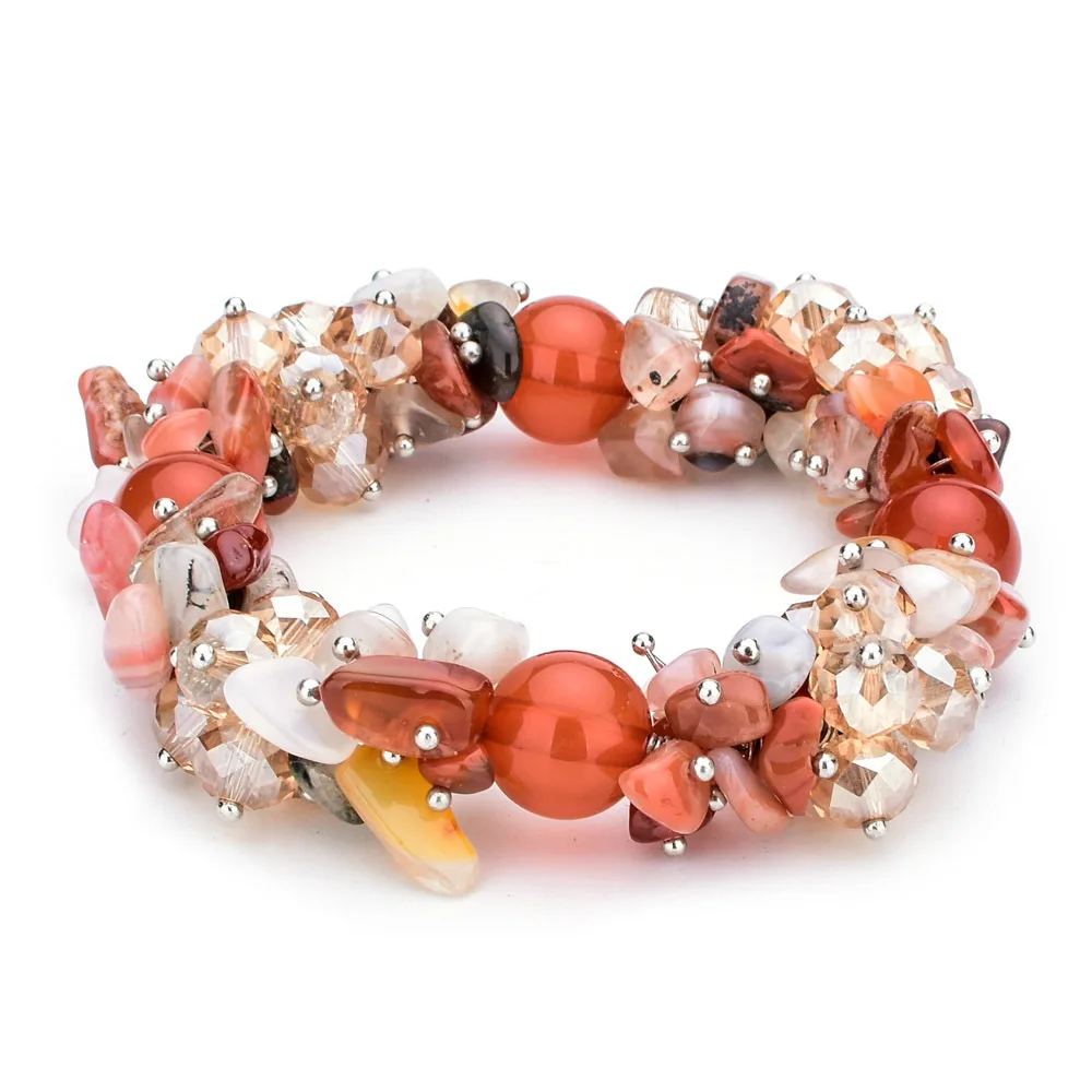 Irregular natural pedra strand pulseiras cascalho encantos jóias artesanais feminino chique estiramento elástico pulseira para mulher e meninas