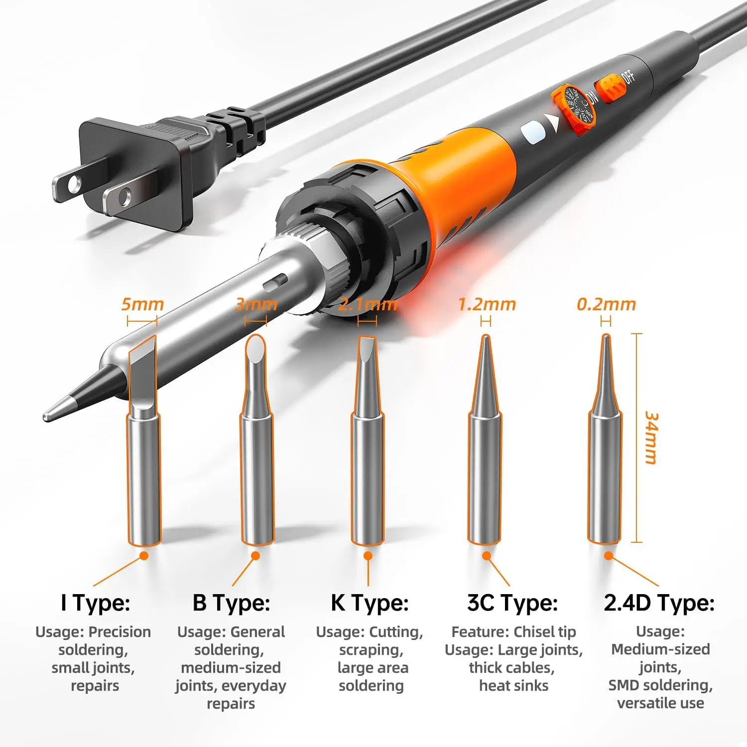 12P Soldering Iron Premium Kit 60W Soldering Tool with Ceramic Heater Soldering Welding Tool Adjustable Temperature 200 to 450°C