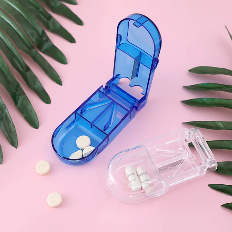 1PCS Portable Medicine Tablet Splitter Holder - Easy Access Daily Pill Cutter Box for Convenient Drug Storage
