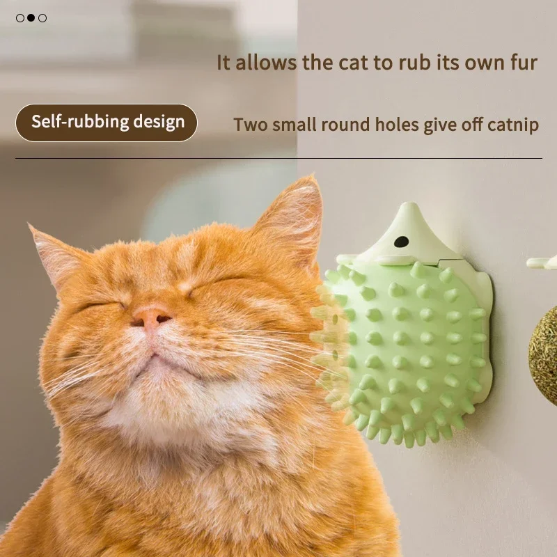 Catnip Hedgehog Wall Sticker Toy 360° Rotating Cat Lick Mat BPA Free Removable Mint Ball Aid Digestion Teeth Health Fresh Breath - view 4