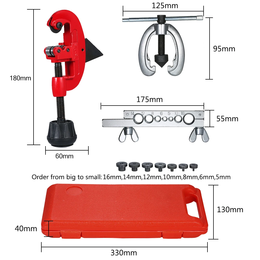 9pcs Double Pipe Flaring Tool Kit Set Tube Bender Pipe Repair Mechanic Brake Plumber Aluminium Copper Brass Flares Tool Set