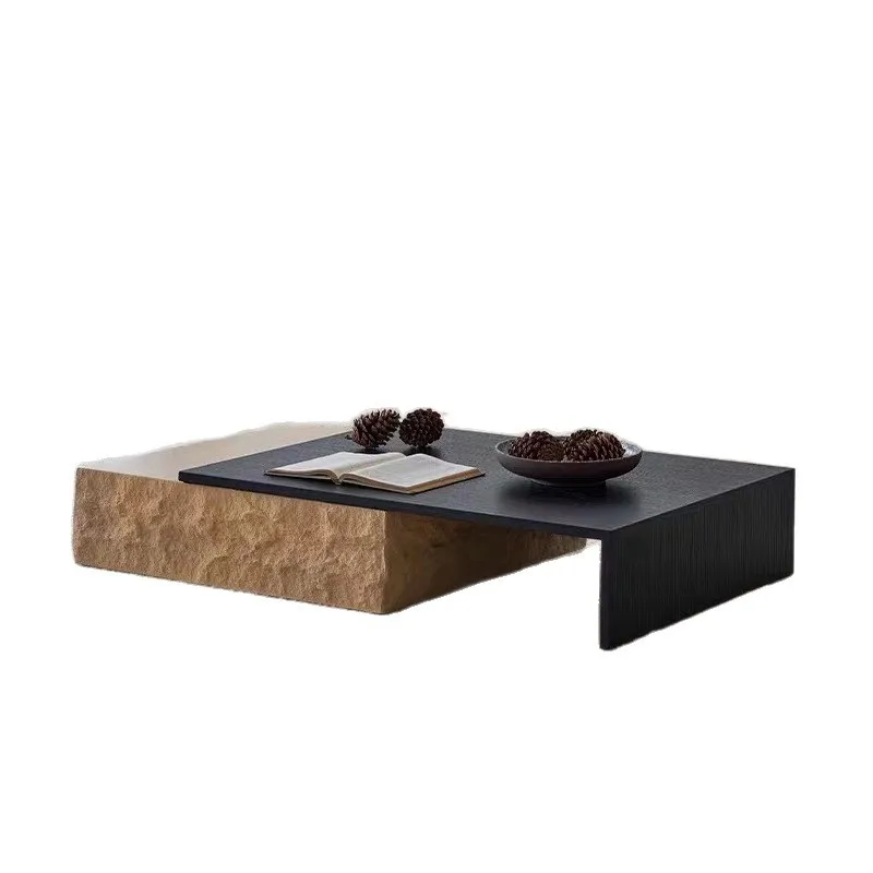 

New wabi sabi retro style living room retractable glass light luxury small apartment modern simple high-end tea table